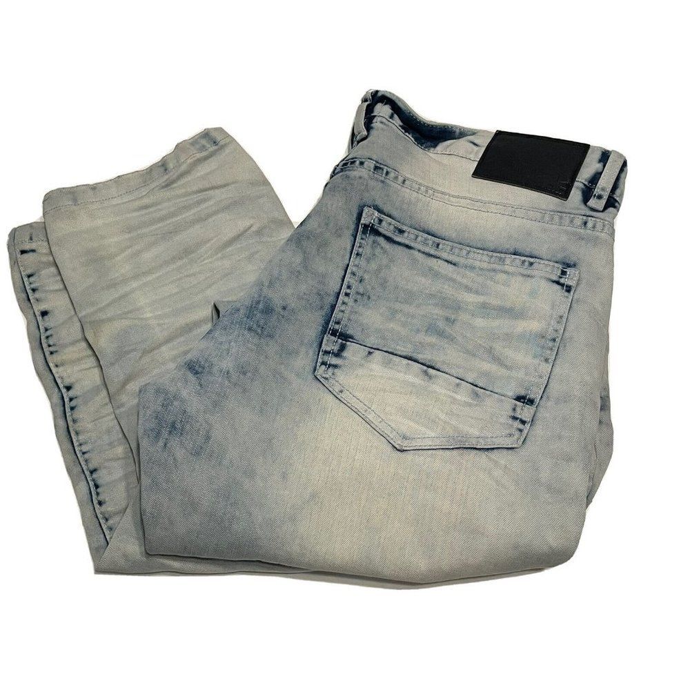 Smoke Rise Men's Jeans Size 36x32 Denim Moto Distressed Acid Wash Skinny